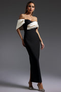 Carmenia Off-Shoulder Contrast Maxi Dress