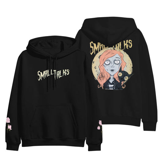 small talks Cartoon - Black Pullover front and back