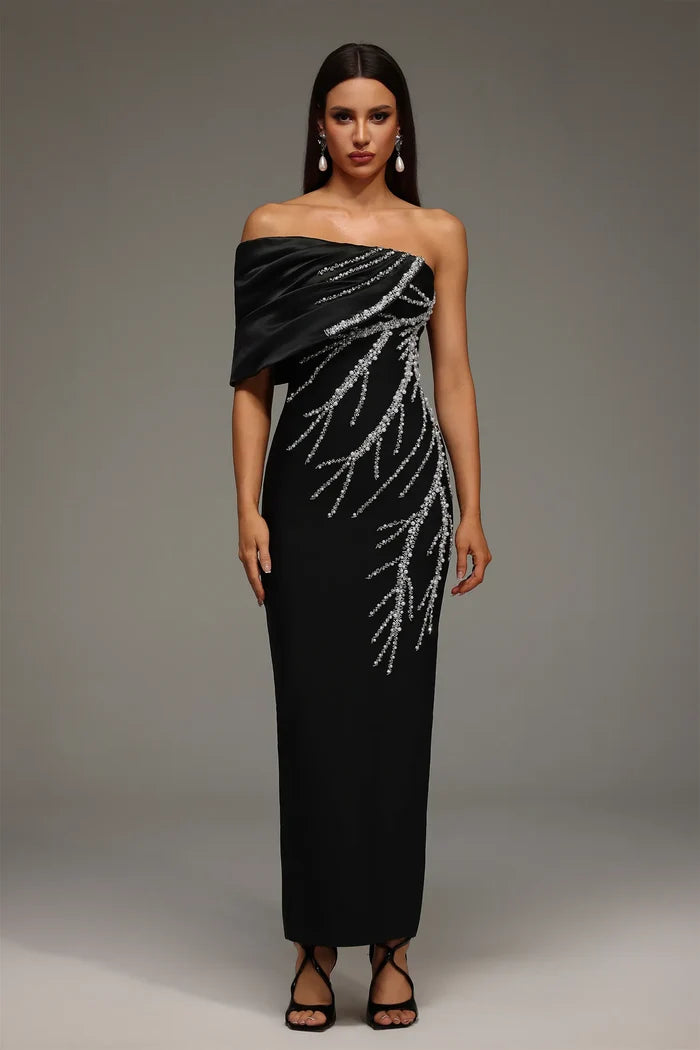 Cassandra  Off-Shoulder Black Dress