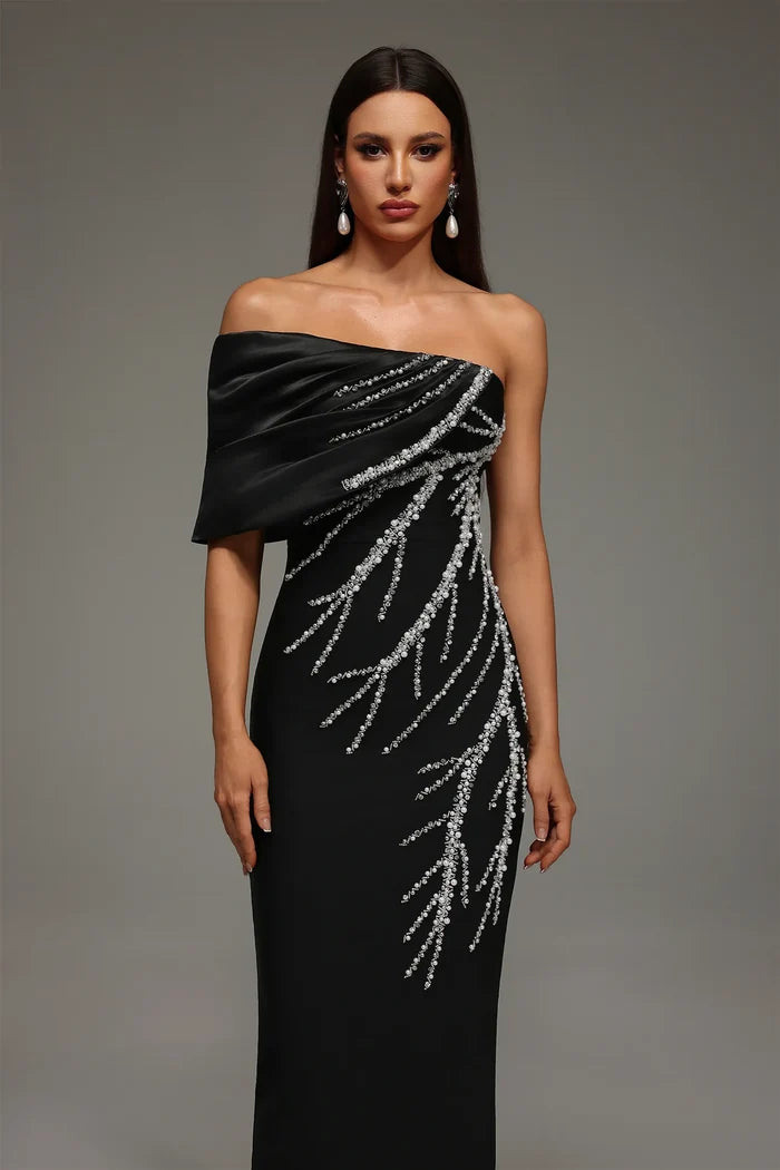 Cassandra  Off-Shoulder Black Dress