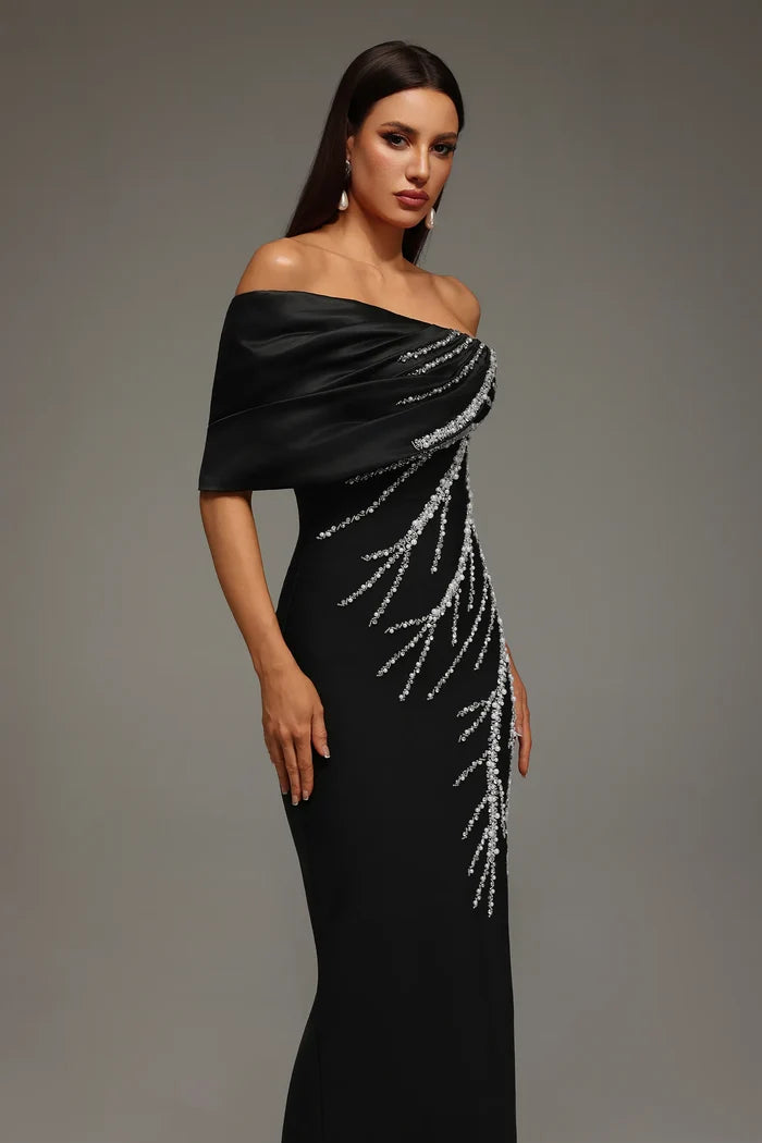 Cassandra  Off-Shoulder Black Dress