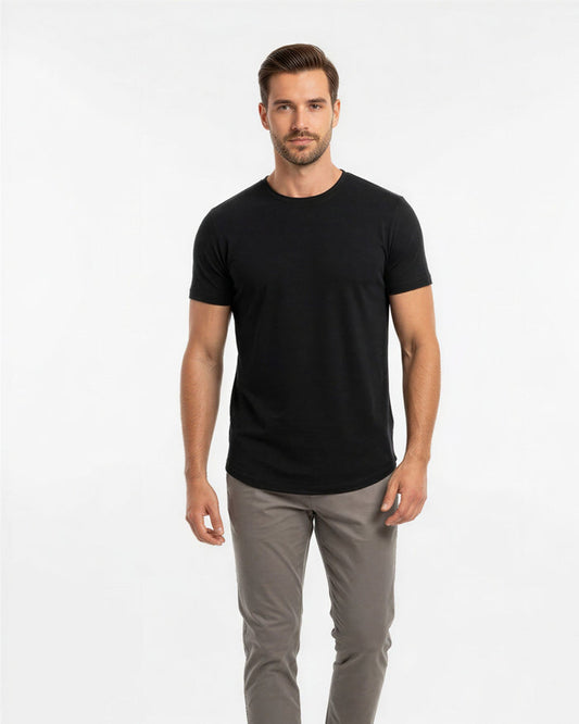 CASSIUS MERINO JERSEY CREW NECK T-SHIRT - BLACK