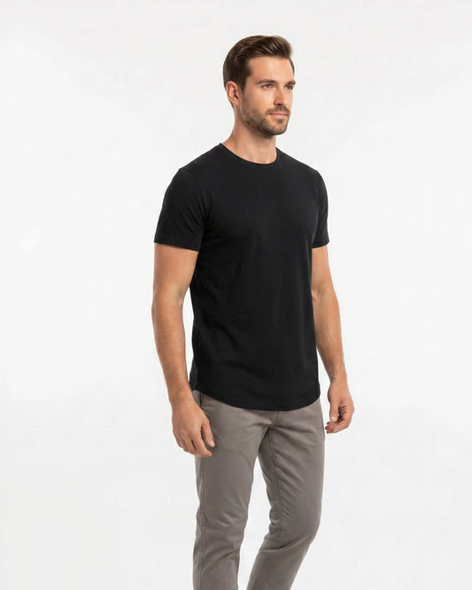 CASSIUS MERINO JERSEY CREW NECK T-SHIRT - BLACK
