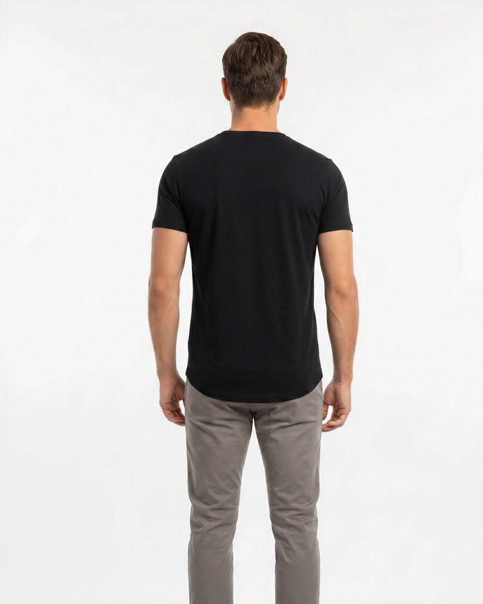 CASSIUS MERINO JERSEY CREW NECK T-SHIRT - BLACK