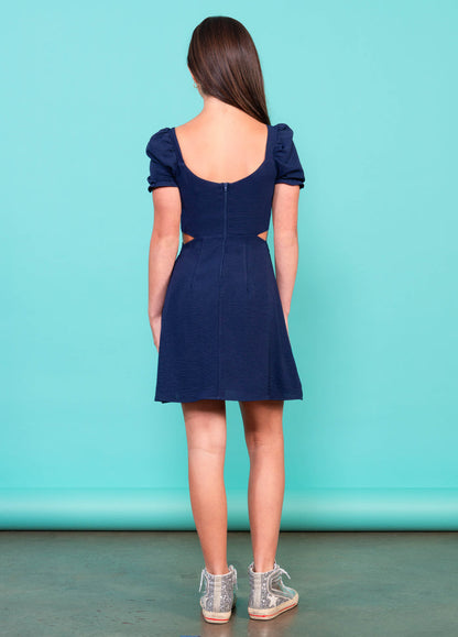 CATHERINE Puff Sleeves Side Cut Out Dress