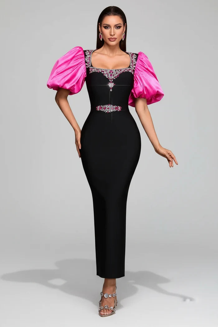 Cécile Puff Sleeve Midi Dress