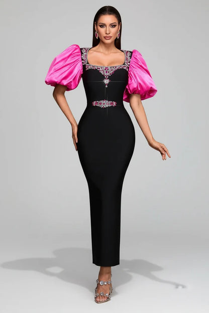 Cécile Puff Sleeve Midi Dress