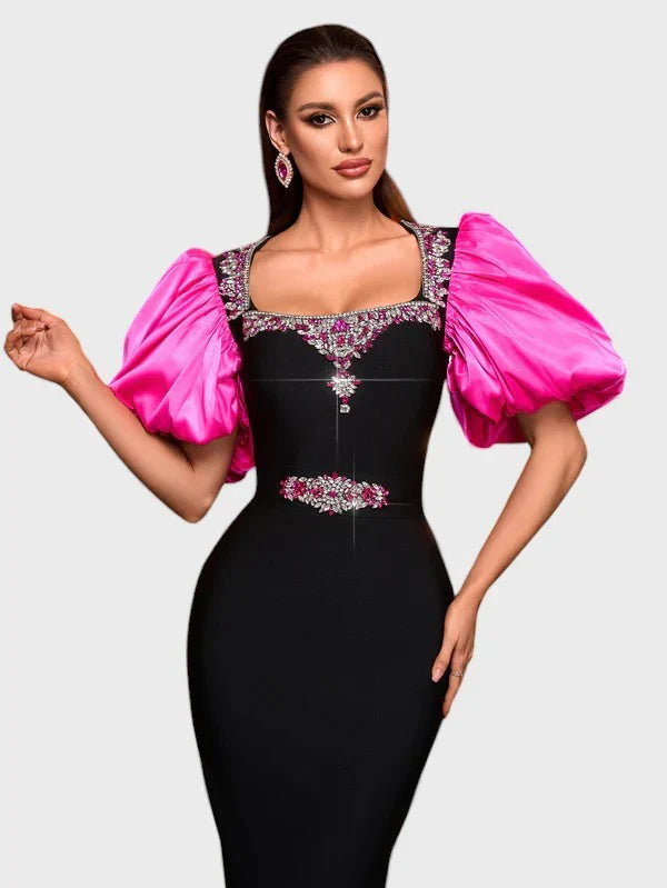Cécile Puff Sleeve Midi Dress