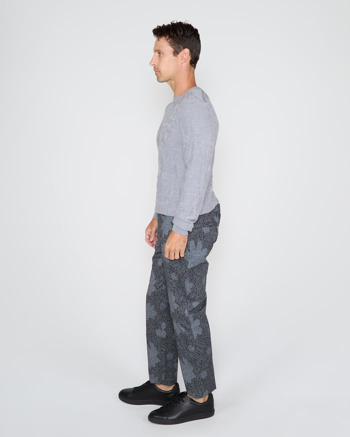CHARLES FLORAL TILES PANT - SMOKE