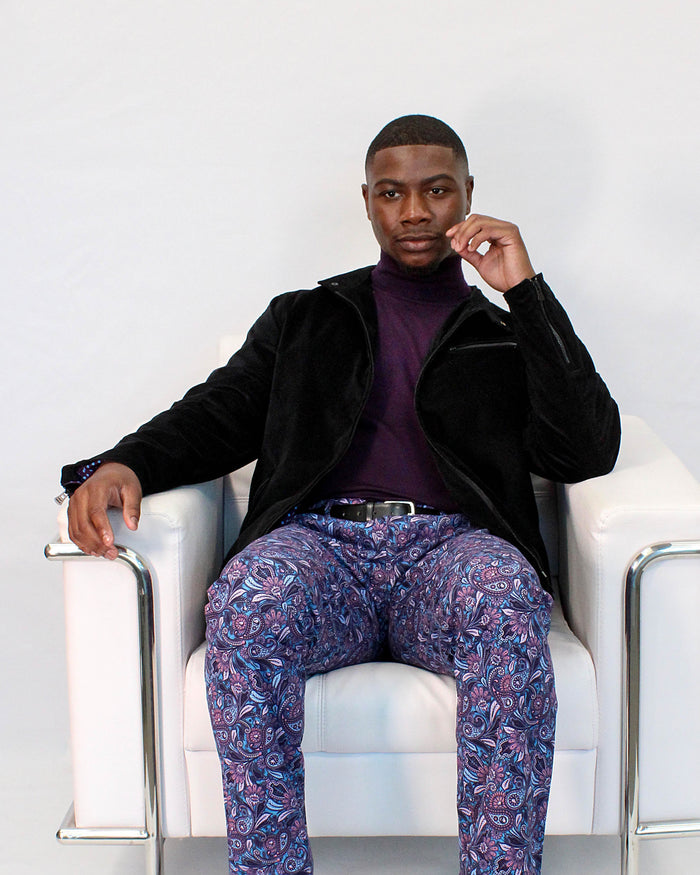 CHARLES SKULL PAISLEY PANTS - SAPPHIRE
