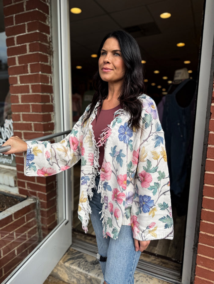 Cream Floral Cardigan