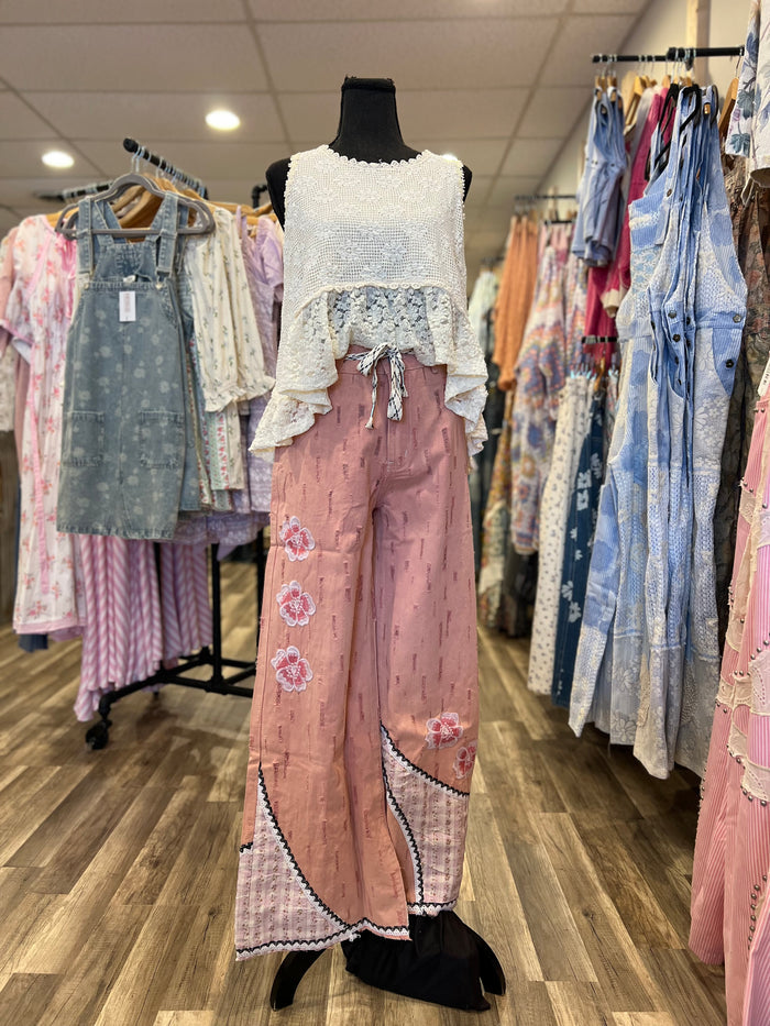 Cream Lace Knit Top