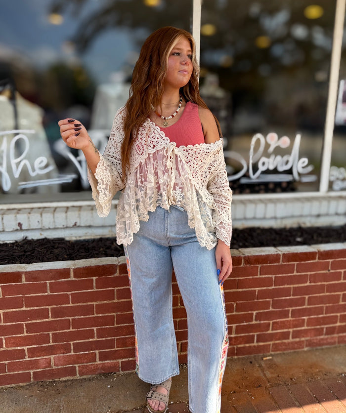 Cream Tie Cardigan