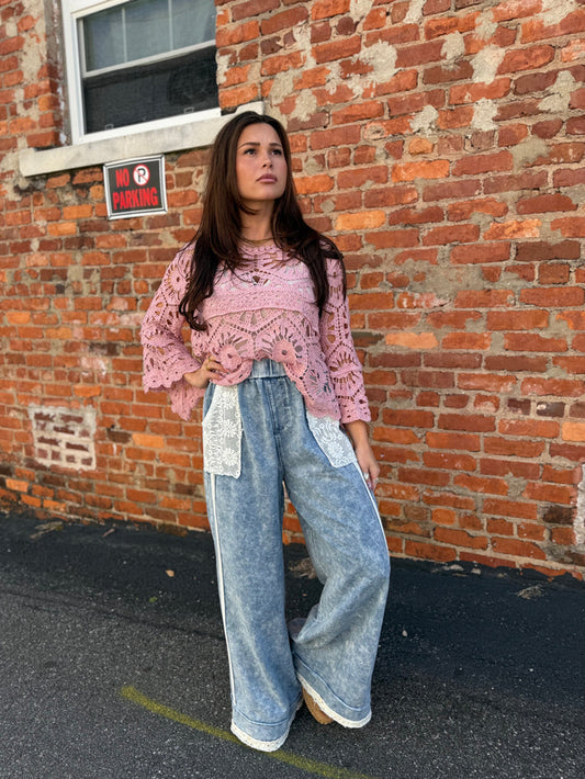 Denim Crochet Pants