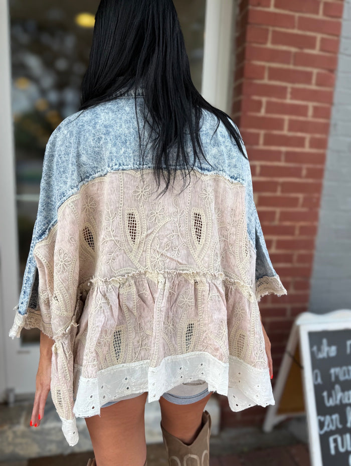 Denim Eyelet Top