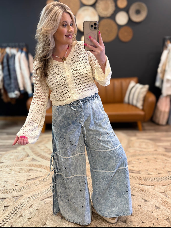Denim Laser Cut Pants