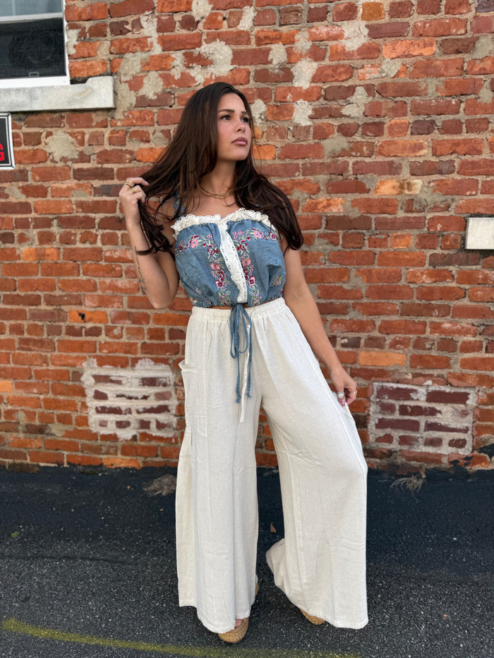 Denim Ruffle Top