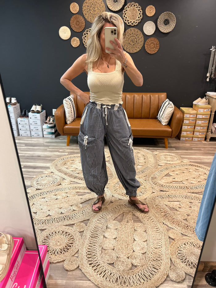 Denim Stripped Pants