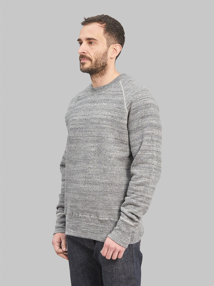 Denime By Warehouse loopwheel Needle Raglan Sweatshirt Dark Heather Grey  side fit