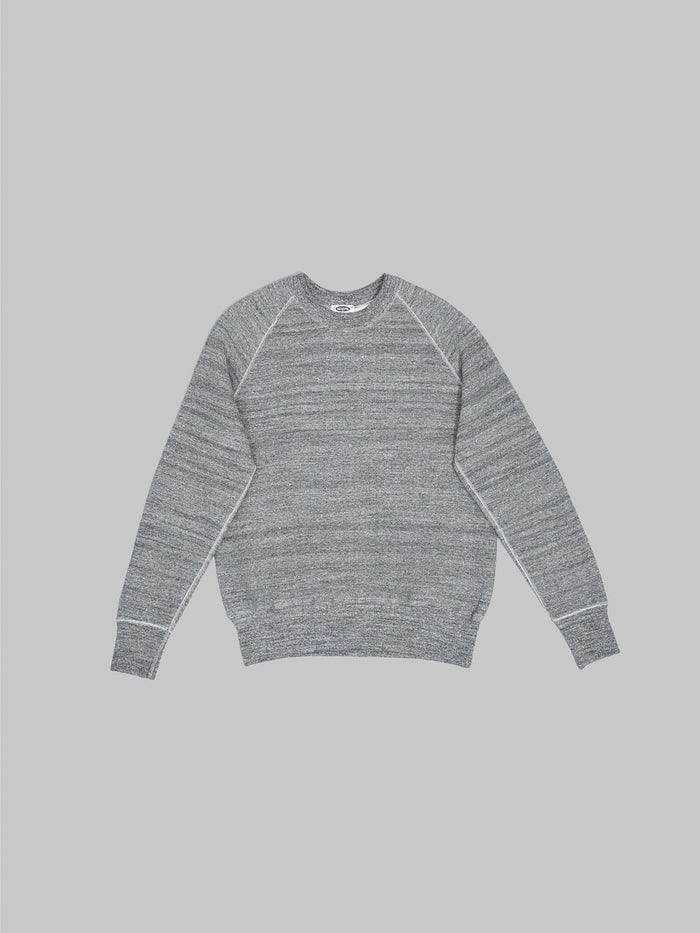 Denime By Warehouse loopwheel Needle Raglan Sweatshirt Dark Heather Grey front fit