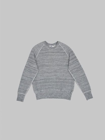 Denime By Warehouse loopwheel Needle Raglan Sweatshirt Dark Heather Grey front fit