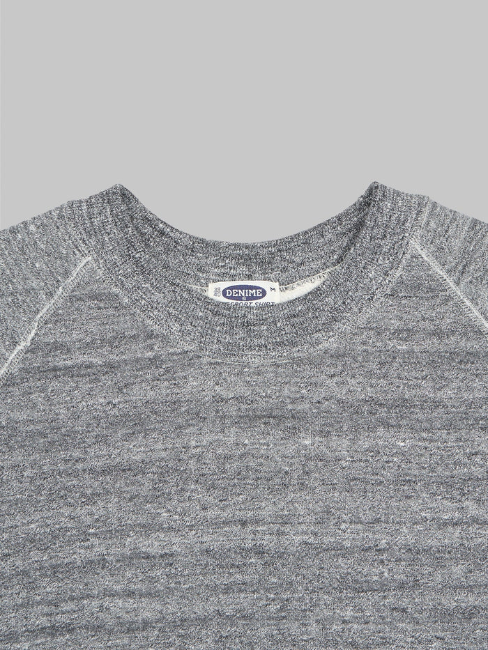 Denime By Warehouse loopwheel Needle Raglan Sweatshirt Dark Heather Grey  collar