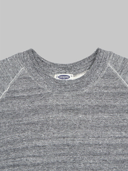 Denime By Warehouse loopwheel Needle Raglan Sweatshirt Dark Heather Grey  collar