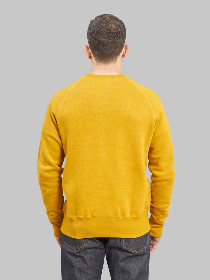 Denime By Warehouse loopwheel Needle Raglan Sweatshirt Dark Heather yellow  back fit