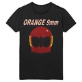 A classic fit black Orange 9mm T-shirt featuring a red helmet and bold, stylized Orange 9mm text above the helmet.