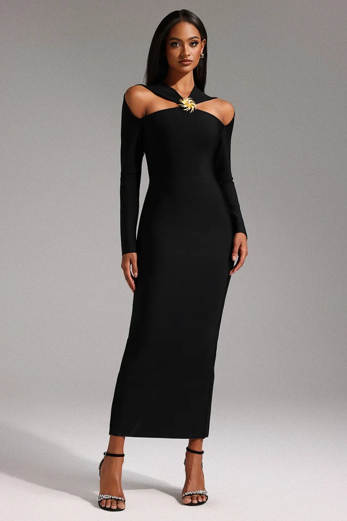 Elena Black Cut-Out Elegance Gown