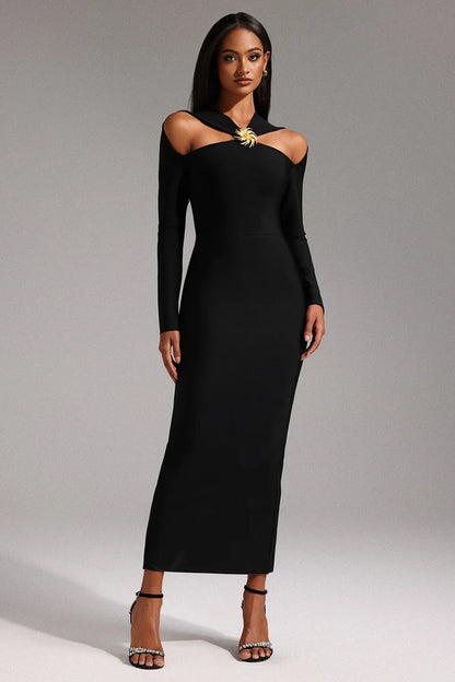 Elena Black Cut-Out Elegance Gown