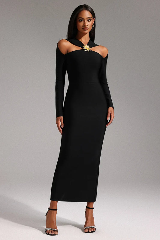 Elena Black Cut-Out Elegance Gown