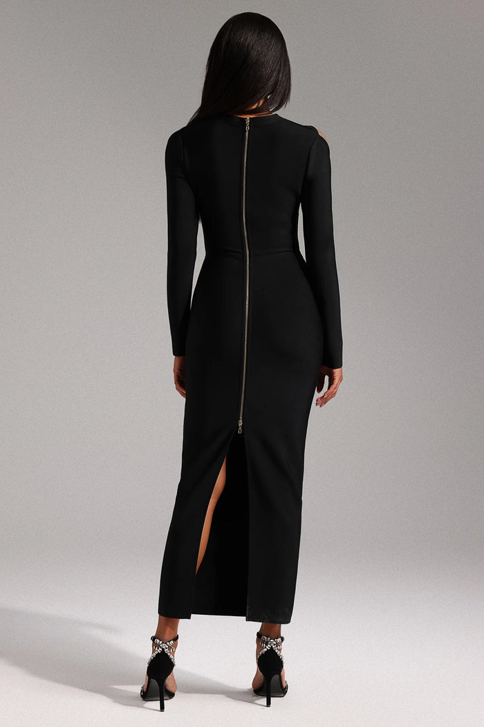 Elena Black Cut-Out Elegance Gown