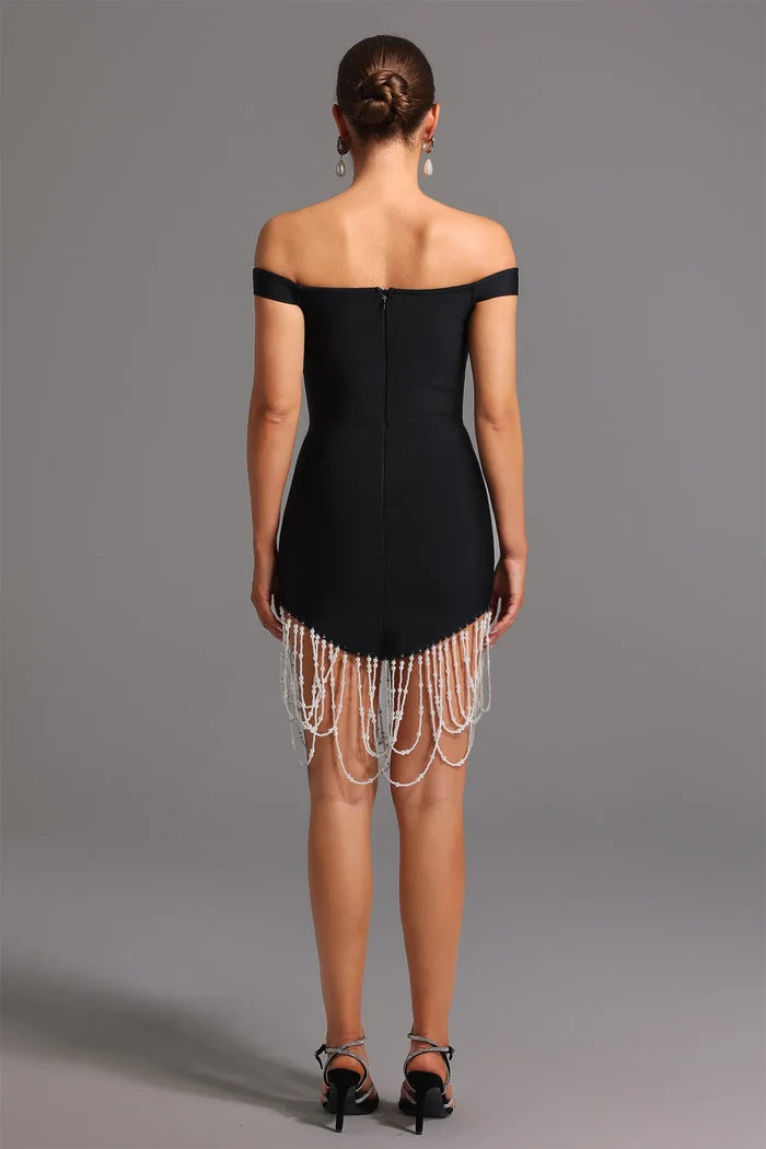 Éloïse Off-Shoulder Black Mini Dress