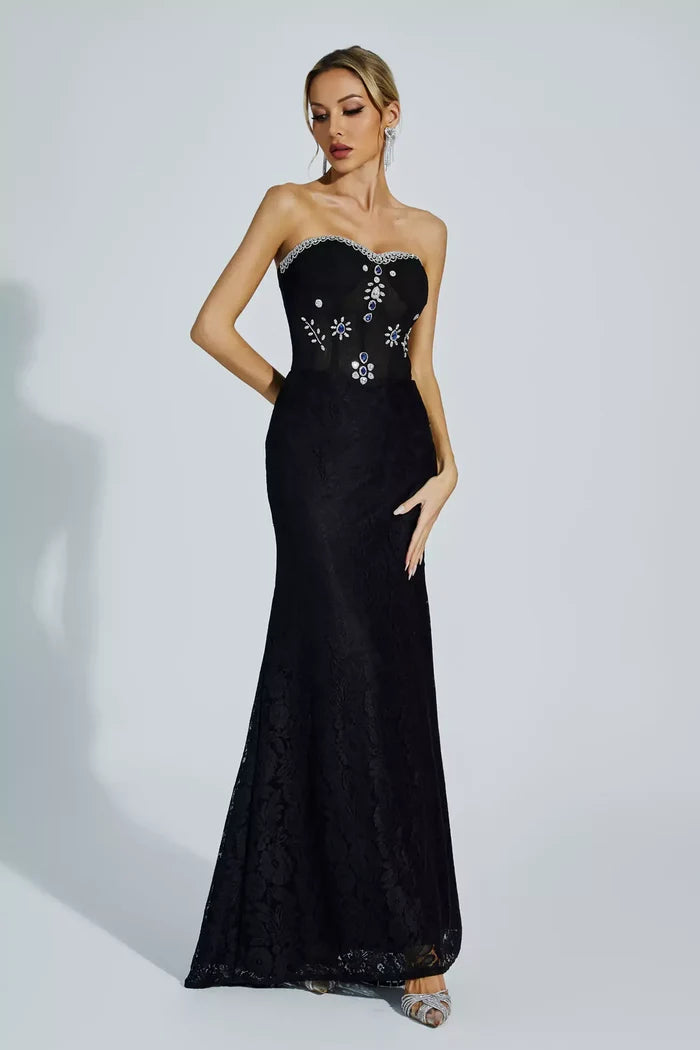 Elowen  Strapless Lace Dress