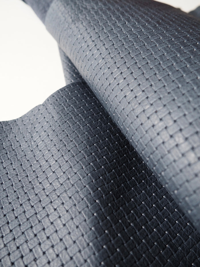 Embossed Navy Basketweave Calfskin
