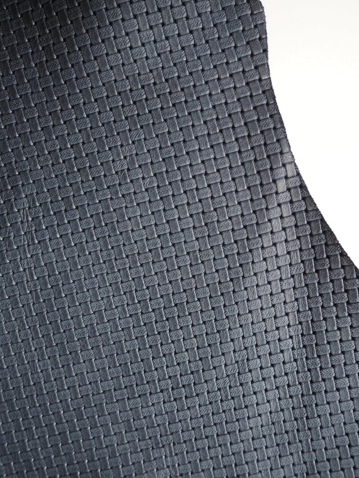 Embossed Navy Basketweave Calfskin