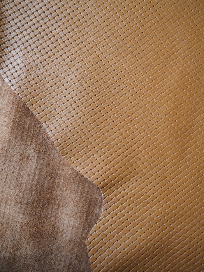 Embossed Tan Basketweave Calfskin