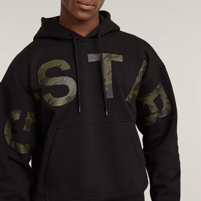 Embro Print Loose Pullover Hoodie