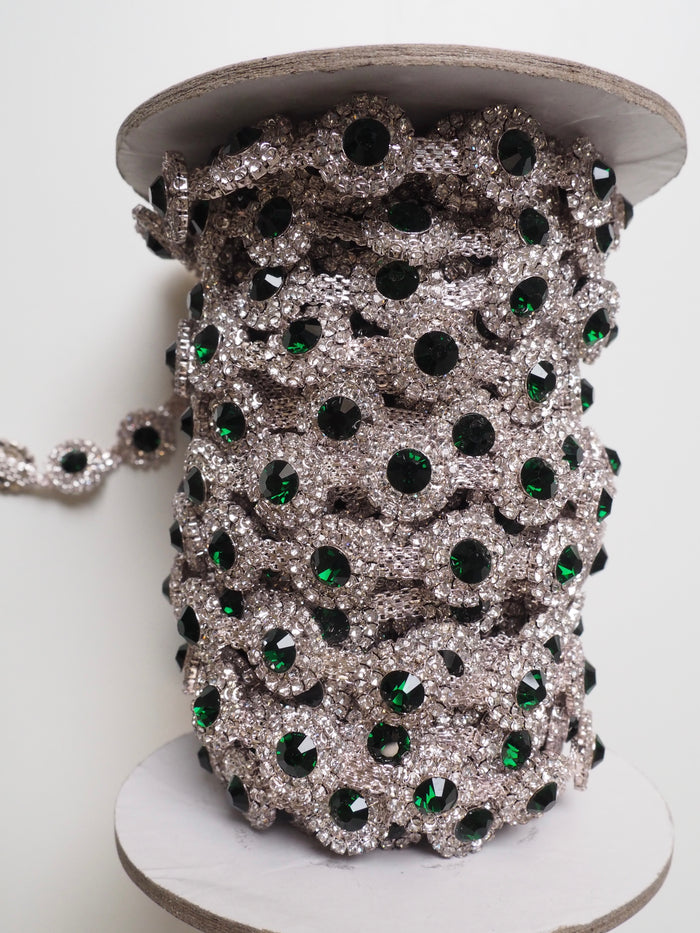 Emerald Diamanté Cluster Trim - 15mm