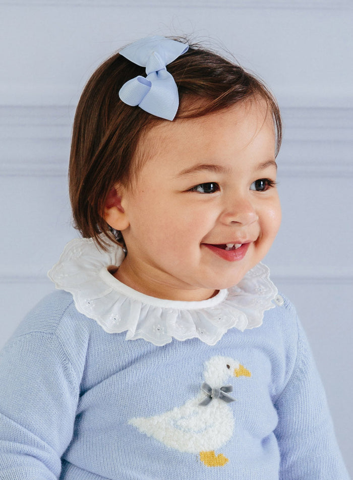 Lily Rose Clip Extra Large Bow Hair Clip in Bluebell