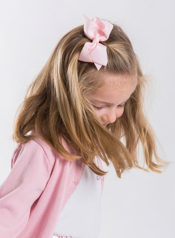 Lily Rose Clip Extra Large Bow Hair Clip in Powder Pink - Trotters Childrenswear