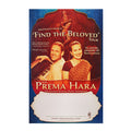 11x17 tabloid poster for Prema Haras Find the Beloved tour, featuring a smiling man at a keyboard and a woman, set against a red and blue background with tour details and In loving memory of Shyamdas.