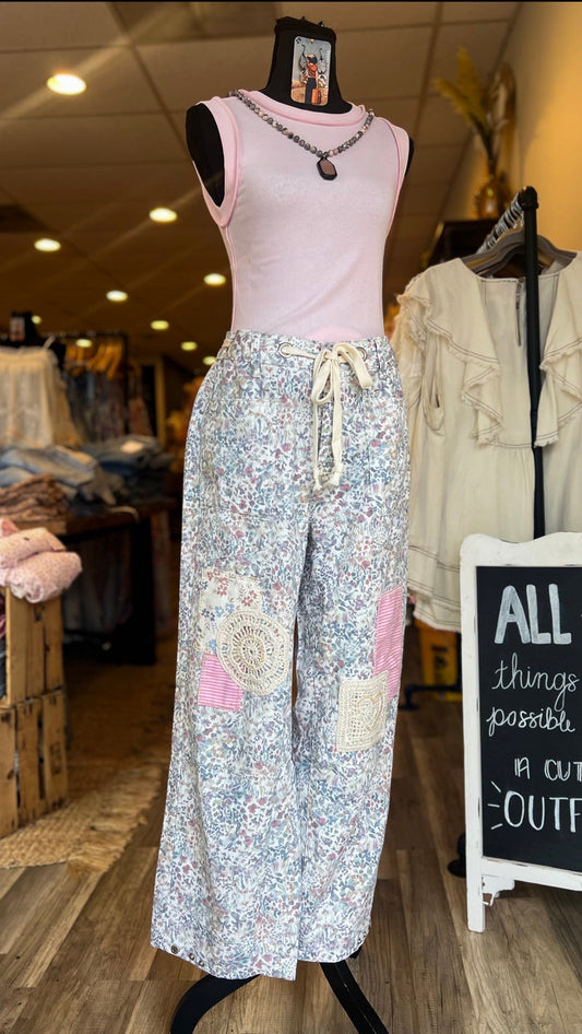 Floral Multi Patch Pants