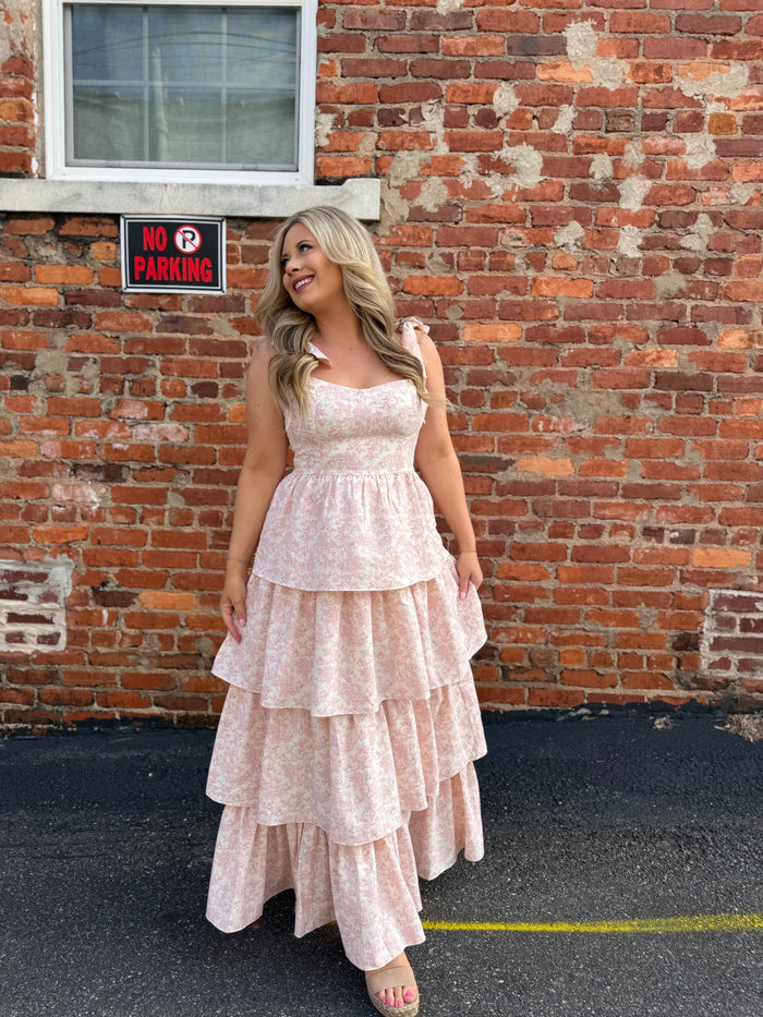 Floral Pink Tiered Dress