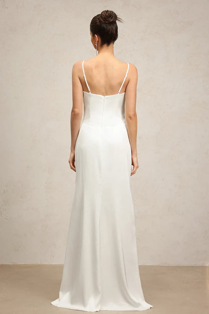 Florence White Ruffle Front Maxi Dress
