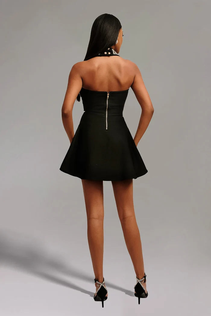 Gia Sparkling Strap Button-Front Mini Dress