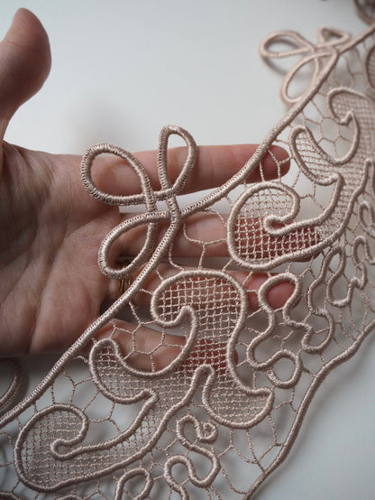 Gold Satin Guipure Lace Border Trim 9cm