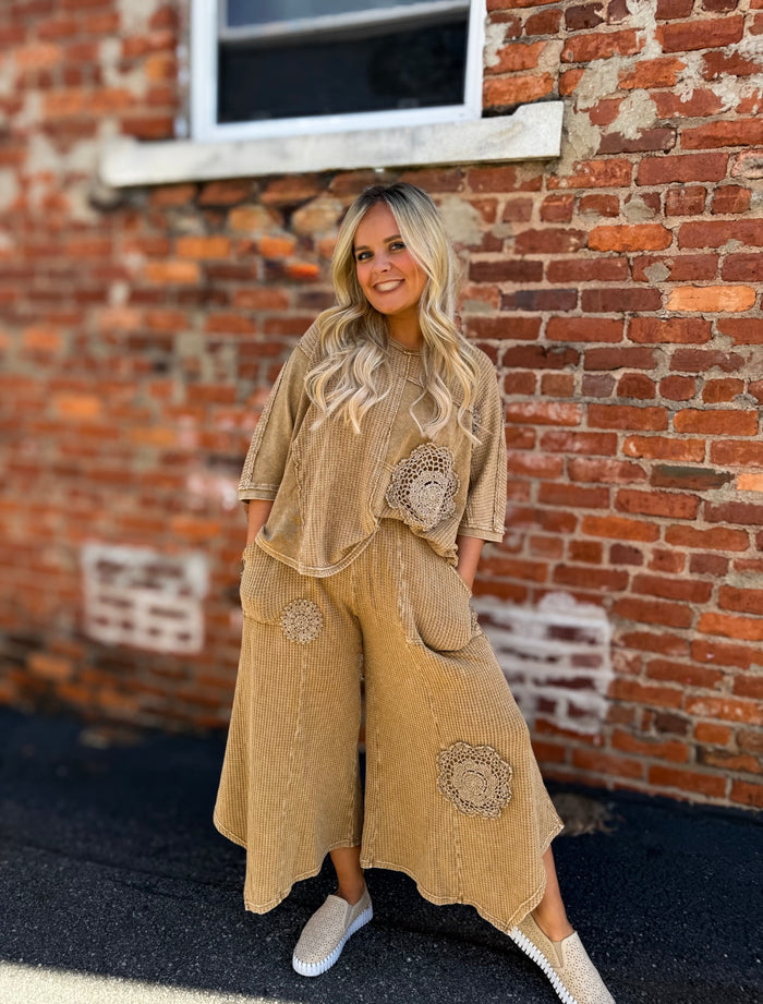 Golden Kiwi Waffle Pants