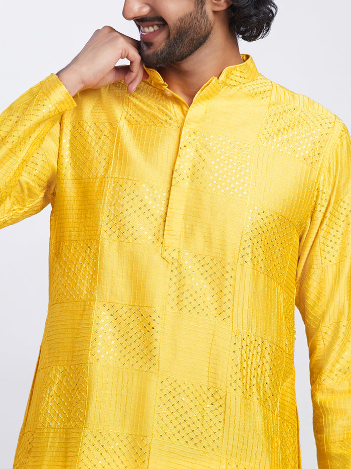 Golden Yellow Jacquard Kurta Patiala Set